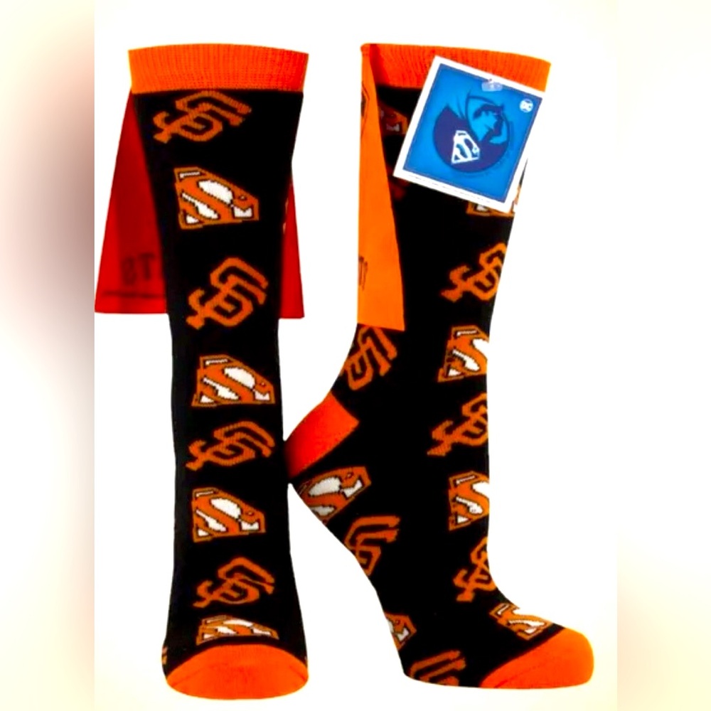 San Francisco Giants DC Comics Super Hero Socks - Orange Cape Baseball